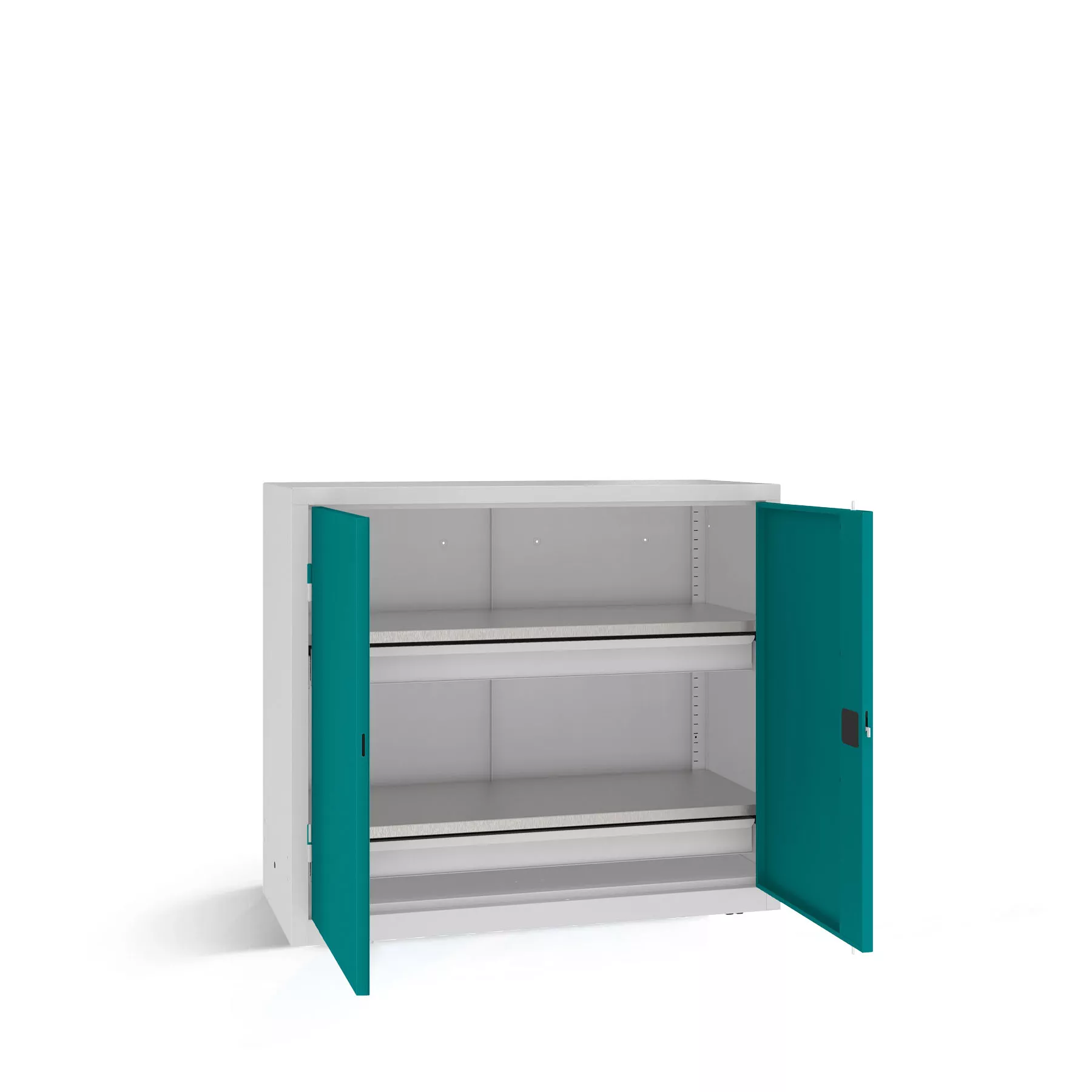 Heavy-duty workshop cabinet with shelves and drawers 104 x 120
