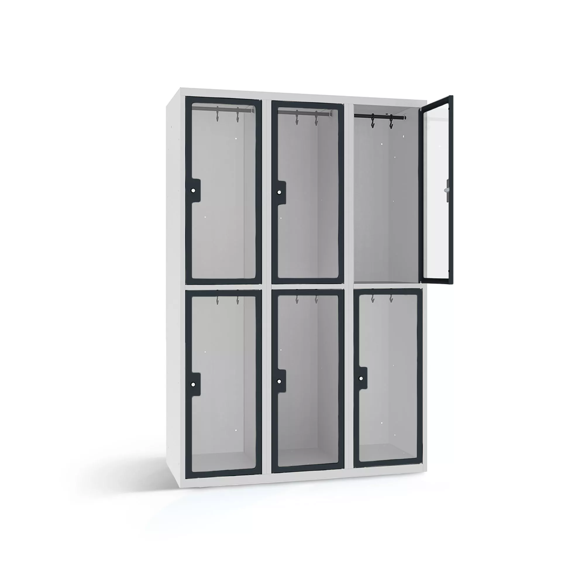 Vestiaire métallique 6 portes en plexiglas - 120 cm de largeur