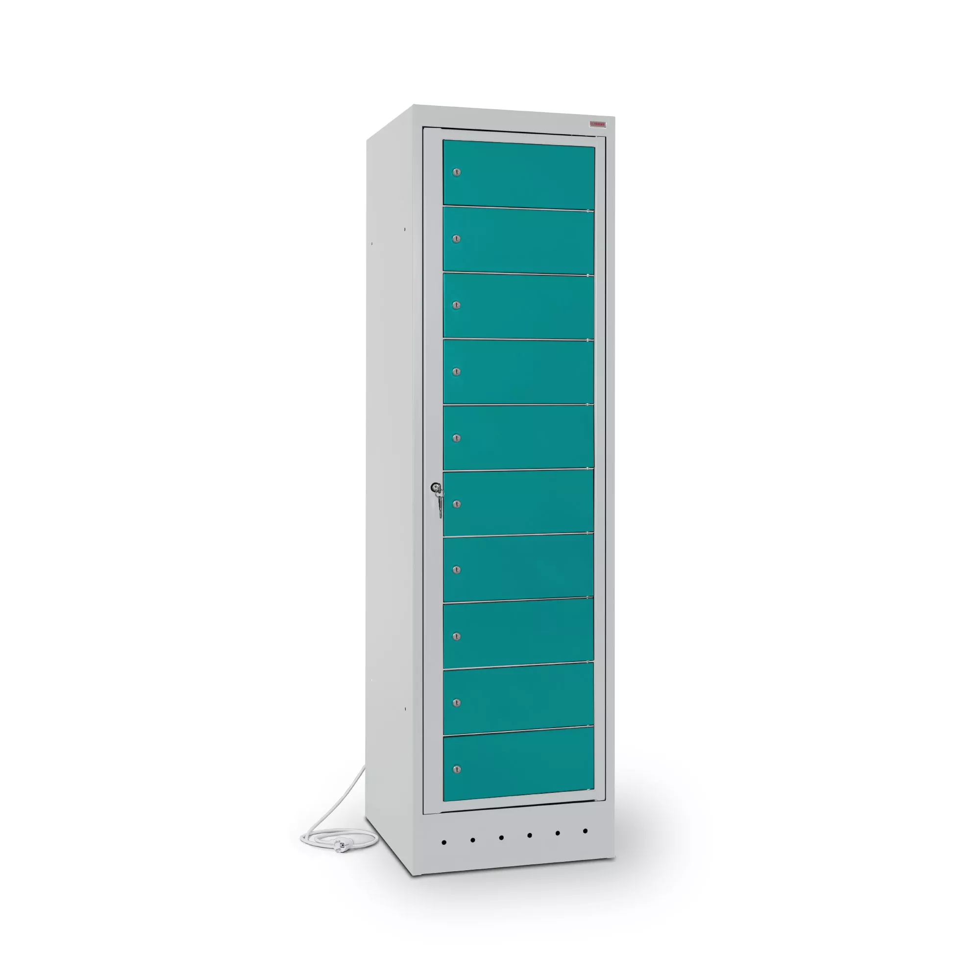 Laptop locker with 10 compartments and central door