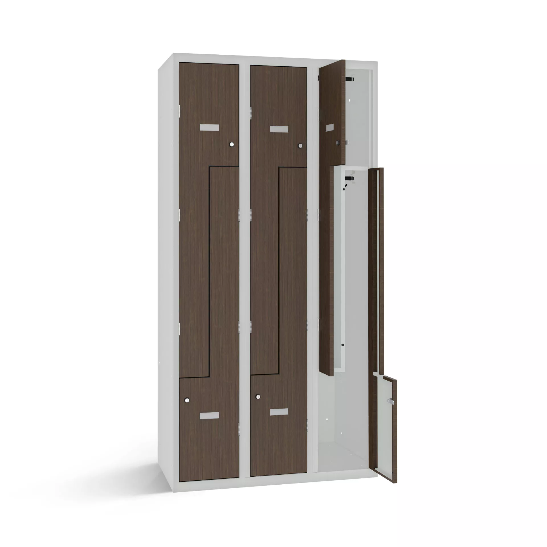 Vestiaire en L avec 6 portes aspect bois - largeur 90 cm