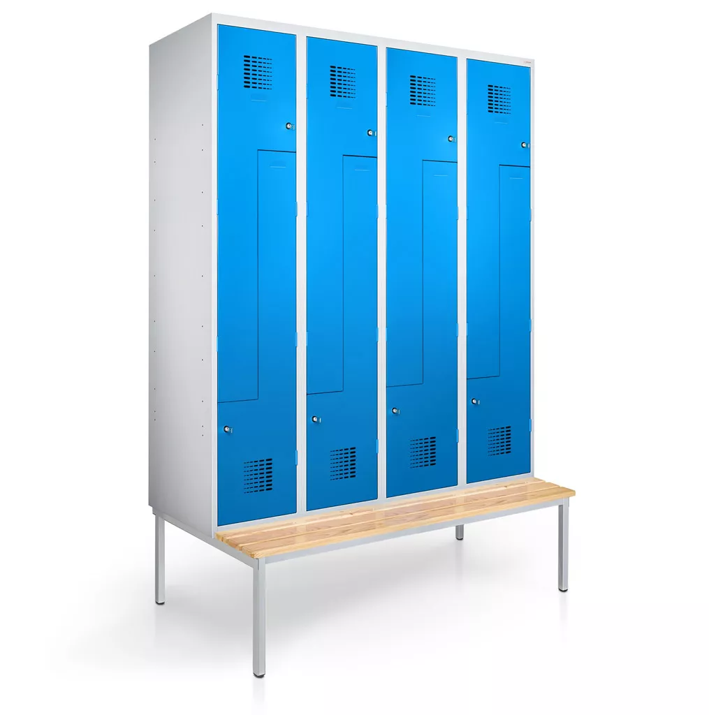 Vestiaire en L métallique - 8 portes - 120 cm de largeur