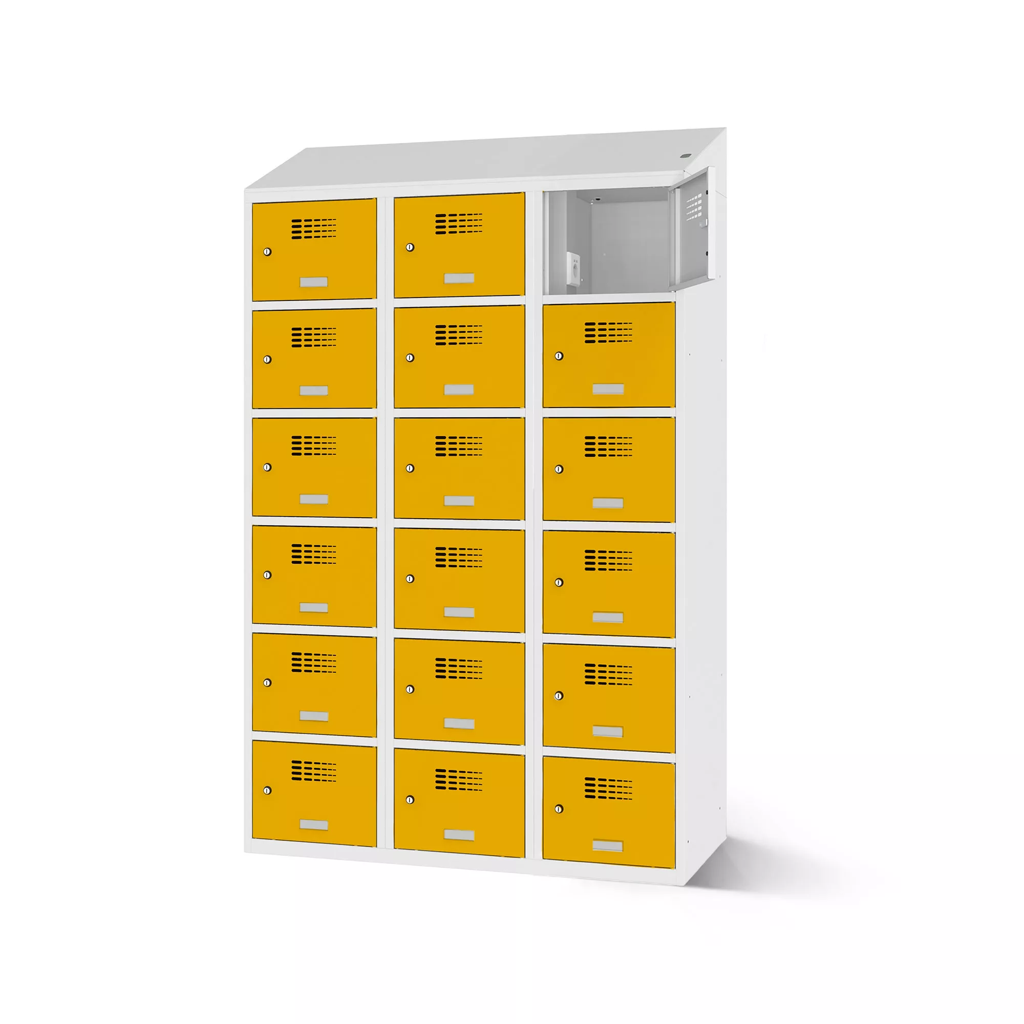 Vestiaire multicases 18 compartiments avec fonction de recharge - 120 cm de largeur