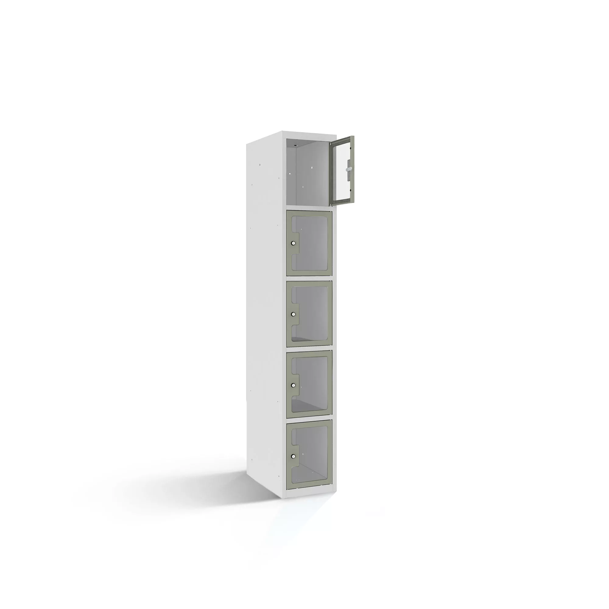 Compartment cabinet with plexiglass doors 5 compartments width 30 cm