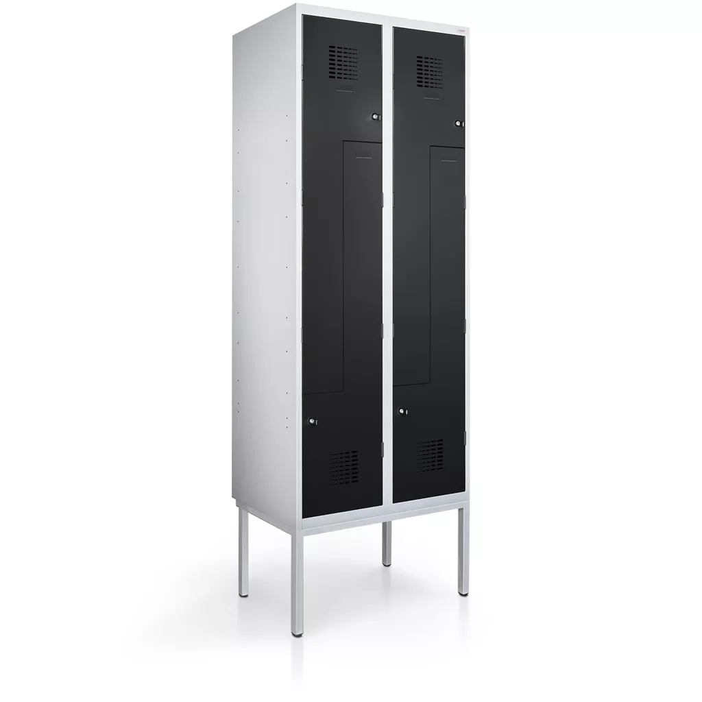 Vestiaire en L métallique - 4 portes - 60 cm de largeur