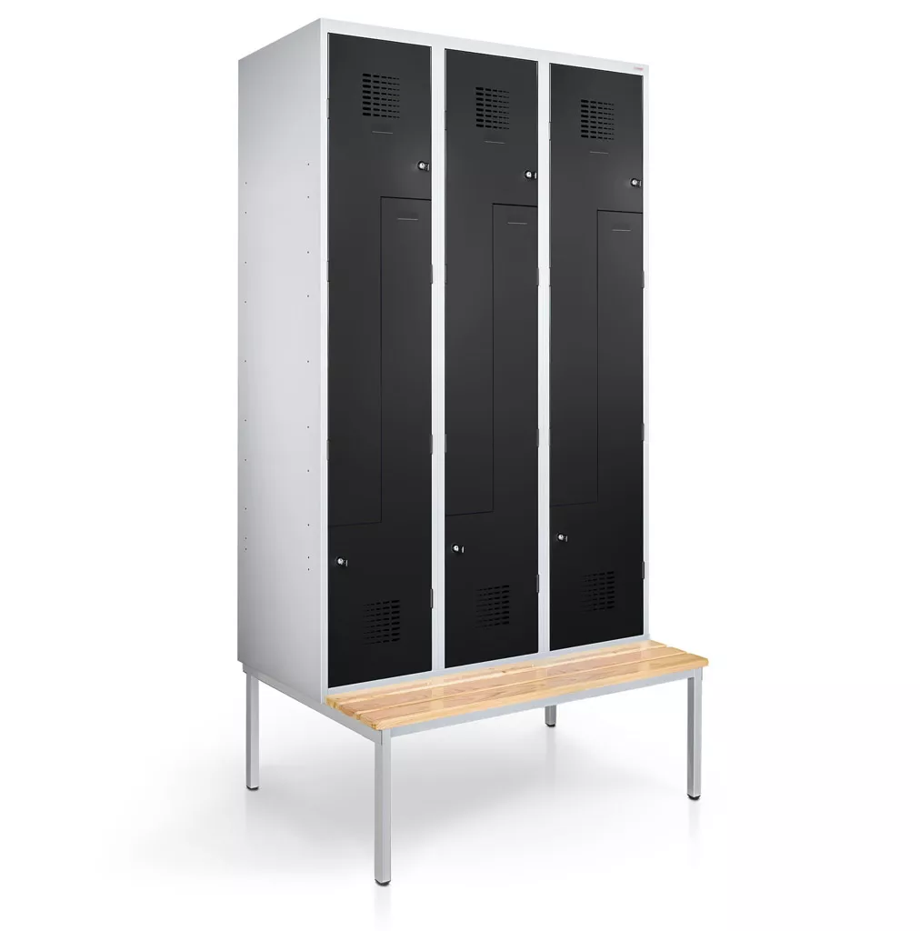 Vestiaire en L métallique - 6 portes - 120 cm de largeur