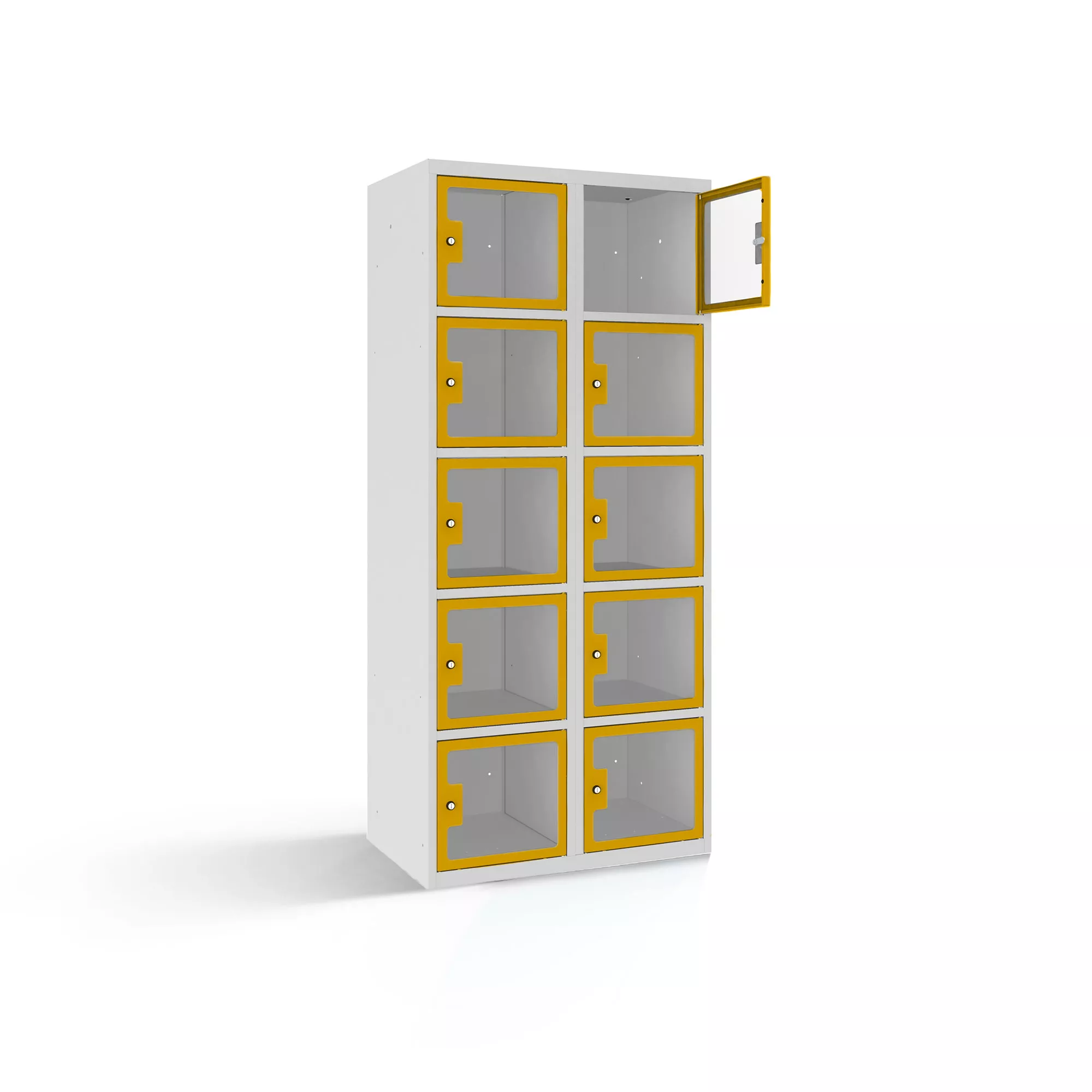 Compartment cabinet with plexiglass doors 10 compartments width 80 cm