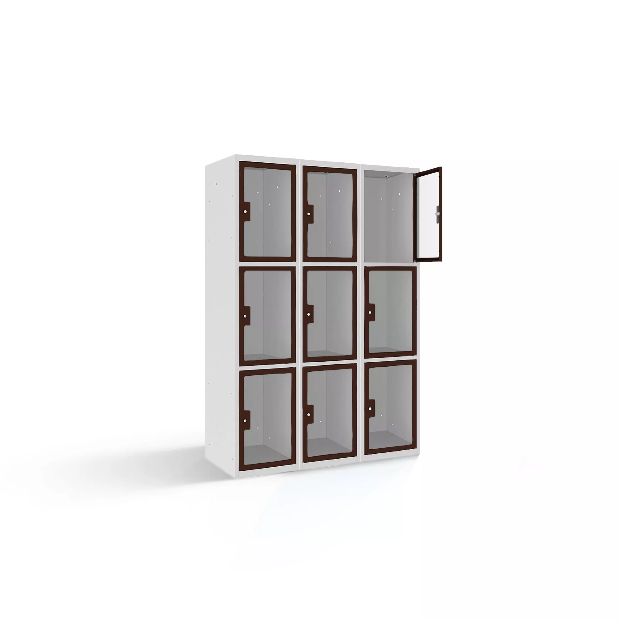 Compartment cabinet with plexiglass doors 9 compartments width 120 cm