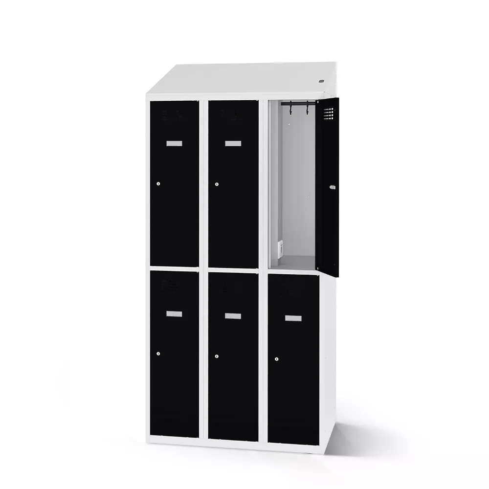 Vestiaire métallique 6 portes - avec fonction de recharge - 90 cm de largeur