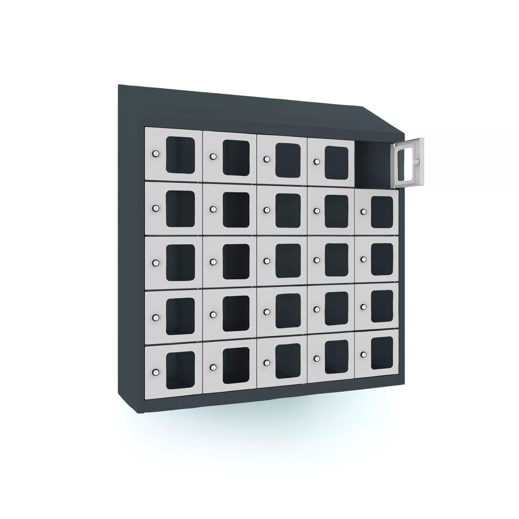 Mini-casiers 25 compartiments avec portes en plexiglas pour montage mural