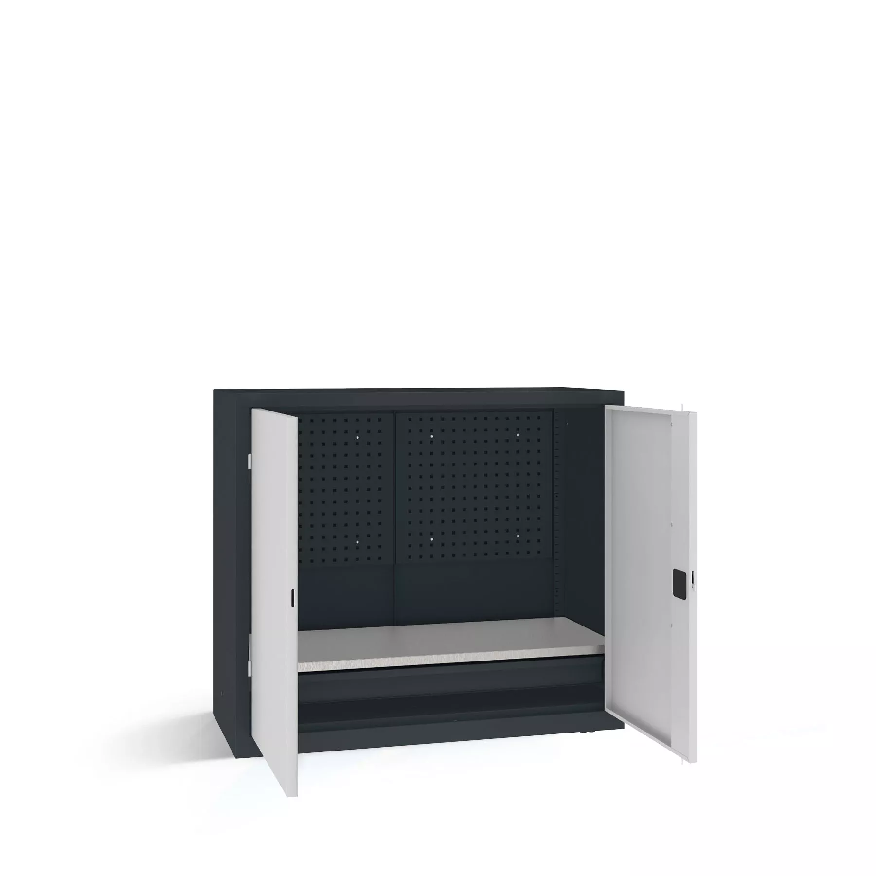 Armoire pour charges lourdes - tiroir, étagère, panneau porte-outils - 120 cm de largeur
