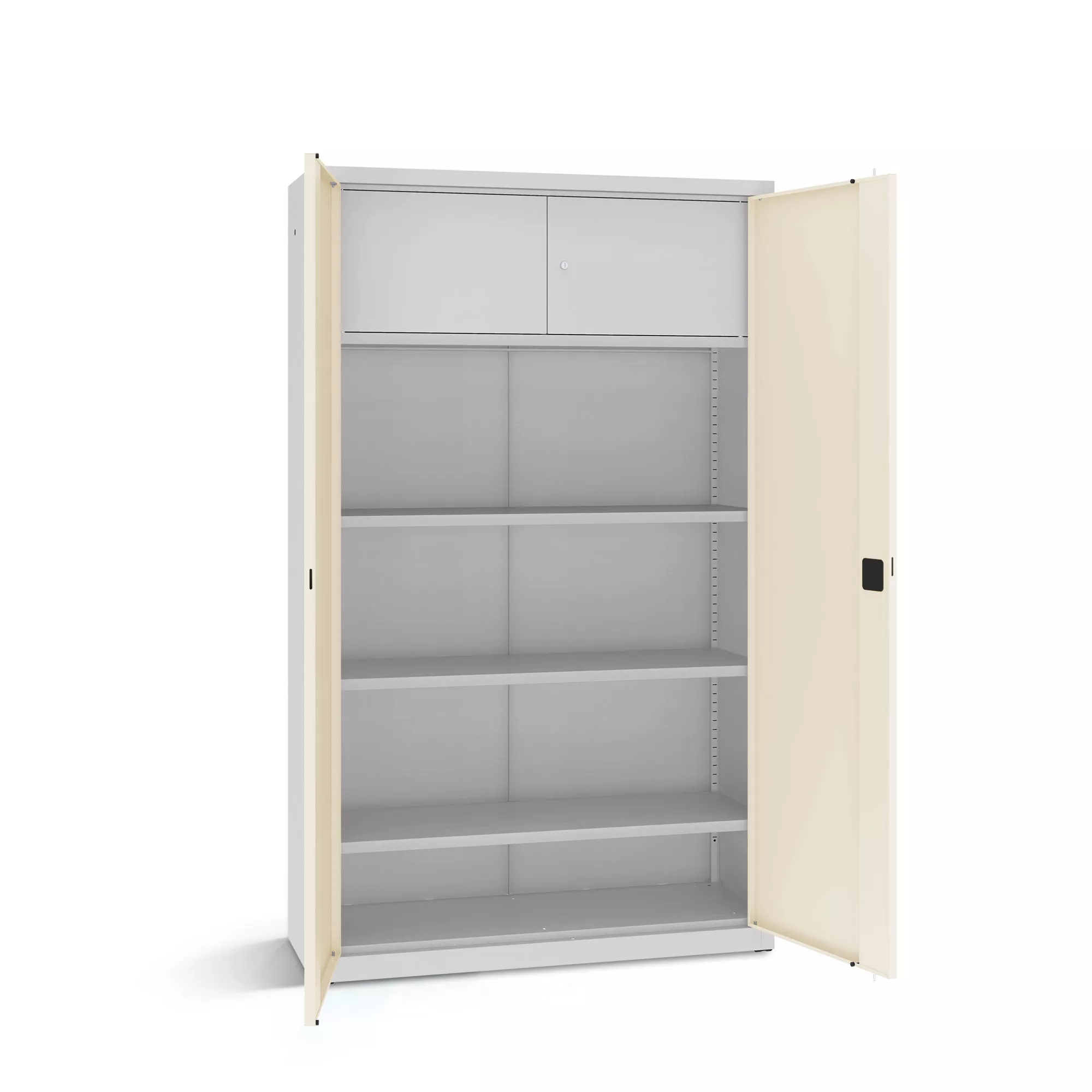 Armoire de bureau métallique - 3 étagères, casier sécurisé - 120 cm de largeur