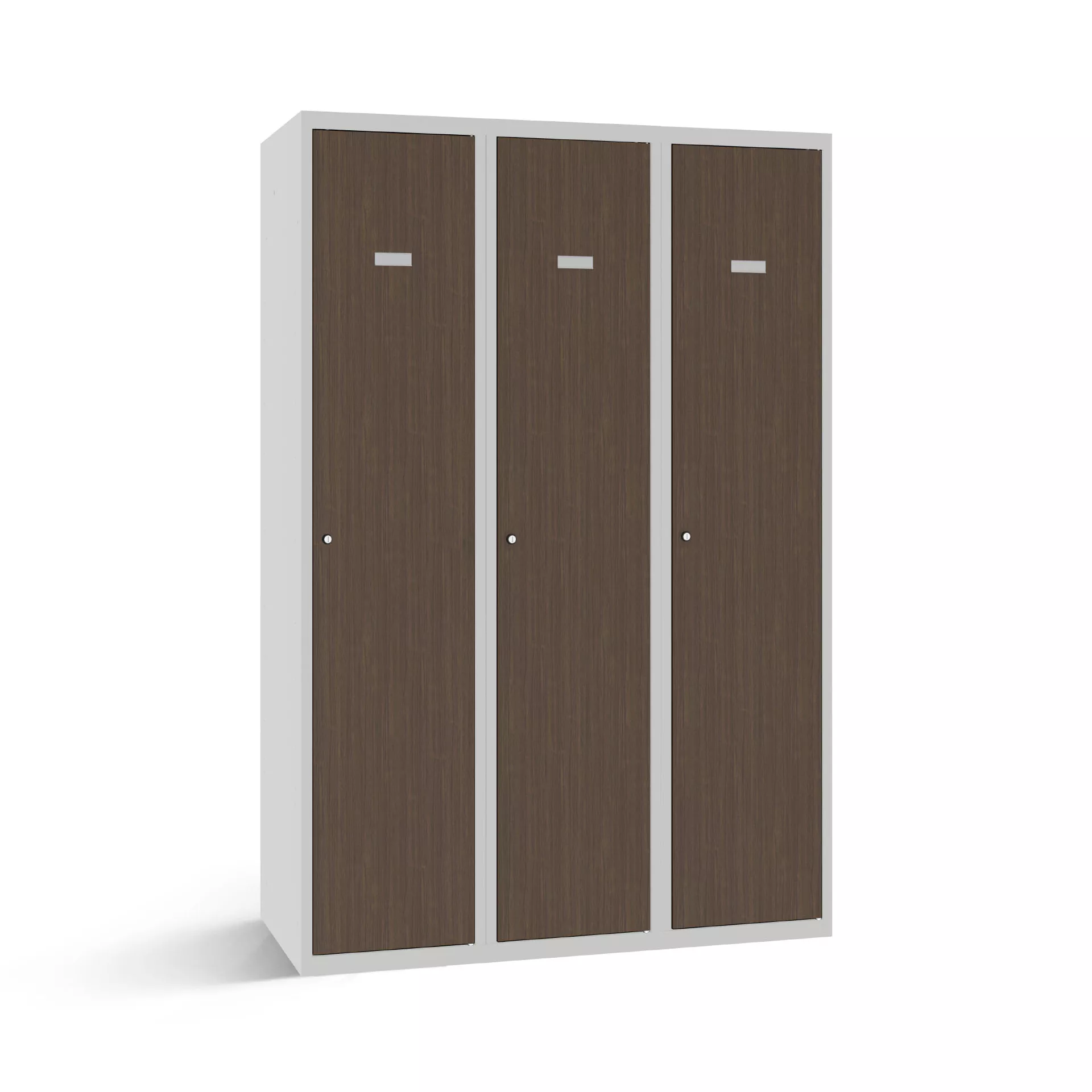 Vestiaire industrie sale 3 portes avec portes aspects bois - largeur 120 cm