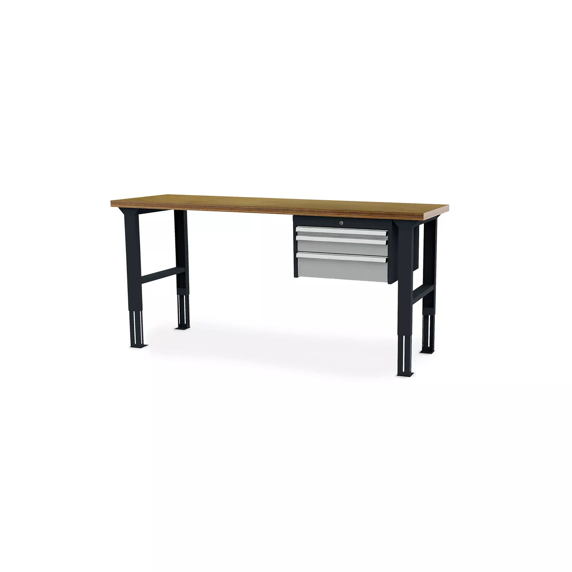 Workshop workbench - ergonomic height-adjustable - 3 drawers - 2000 x 600 x 760-1060 mm Workshop workbench - ergonomic height-adjustable - 3 drawers - 2000 x 600 x 760-1060 mm