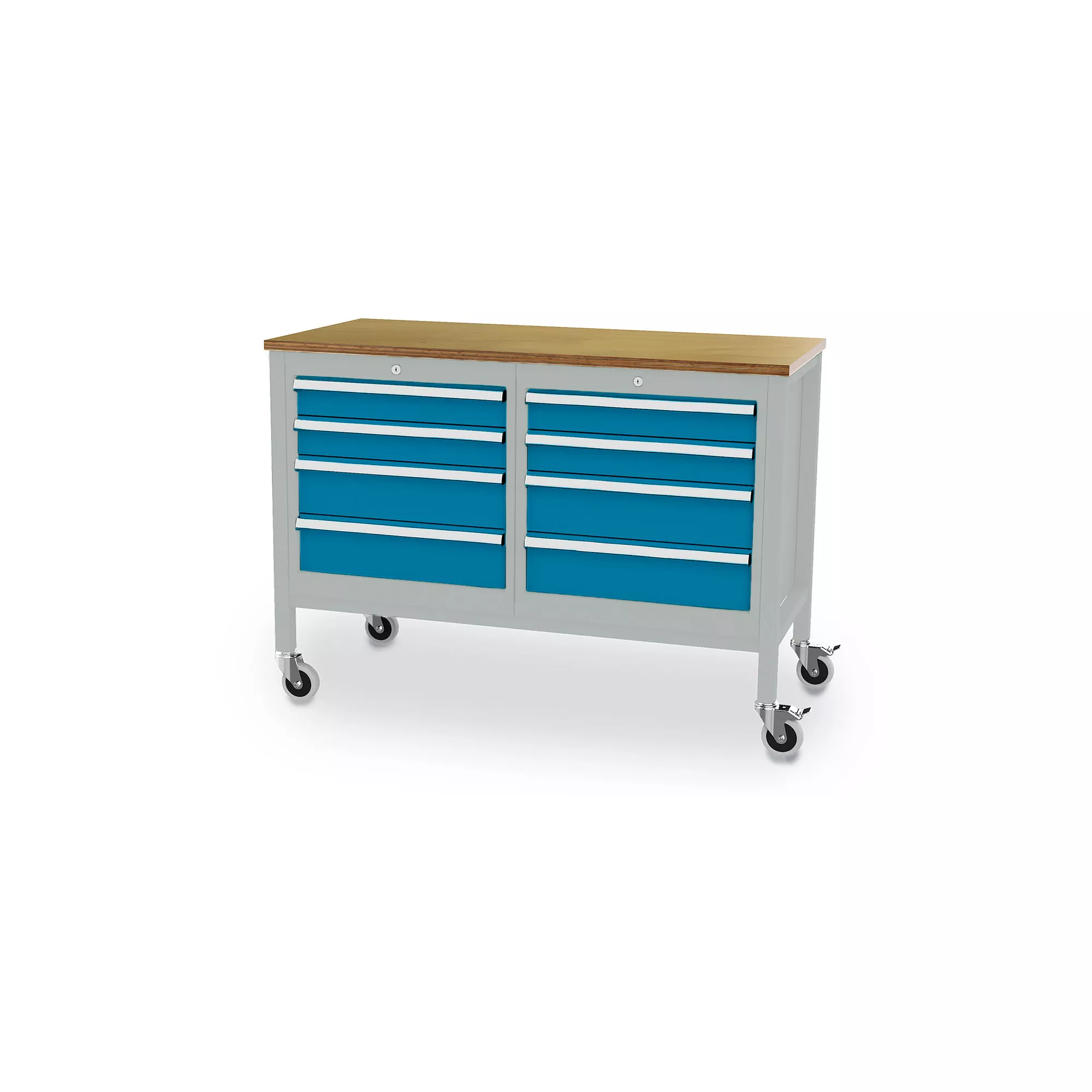 Mobile workbench - 8 drawers - 1300 x 600 x 960 mm (W x D x H)