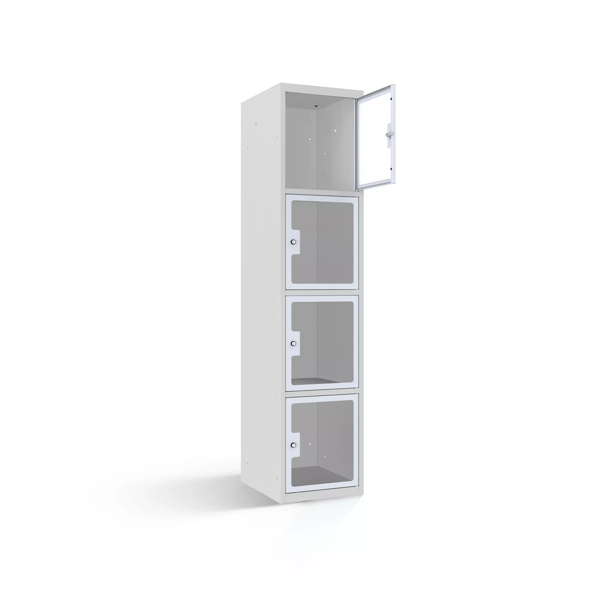 Compartment cabinet with plexiglass doors 4 compartments width 40 cm