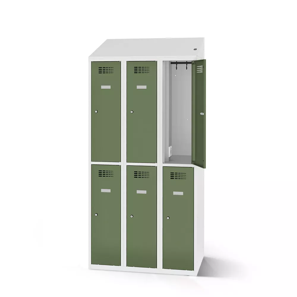 Vestiaire métallique 6 portes - avec fonction de recharge - 120 cm de largeur
