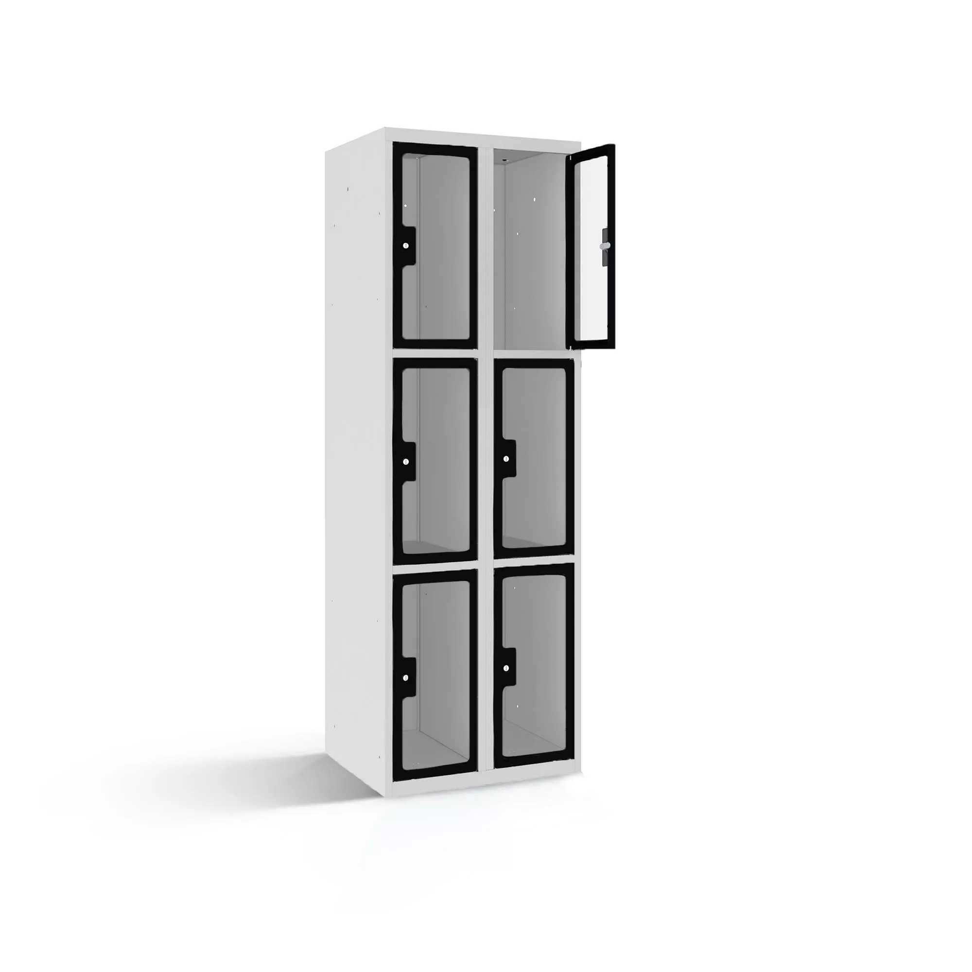 Compartment cabinet with plexiglass doors 6 compartments width 60 cm