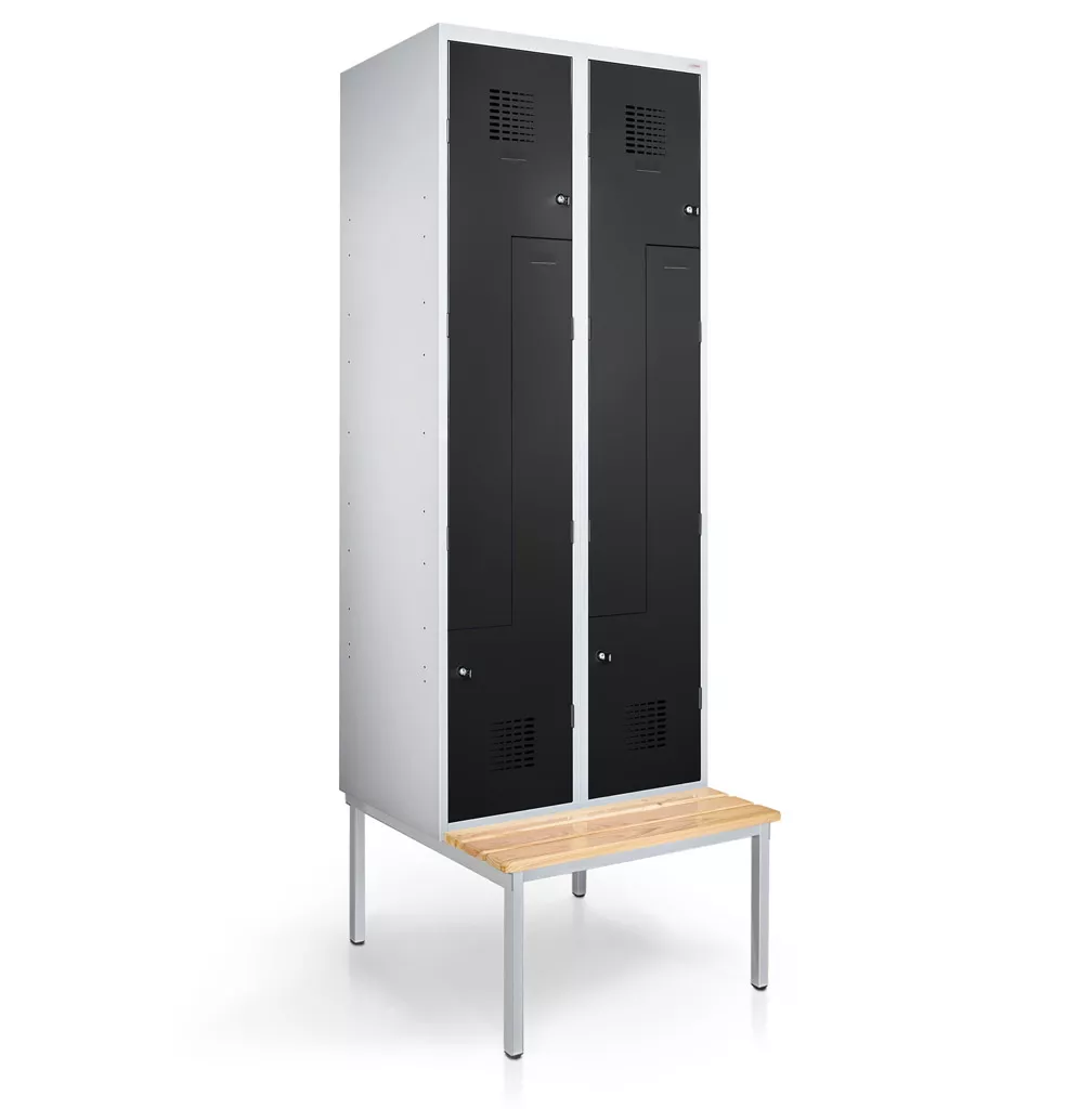 Vestiaire en L métallique - 4 portes - 60 cm de largeur