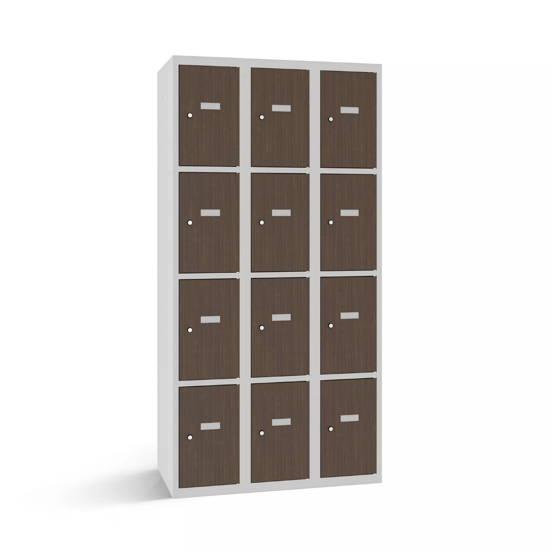 Vestiaire multicase avec 12 portes aspect bois – largeur 90 cm