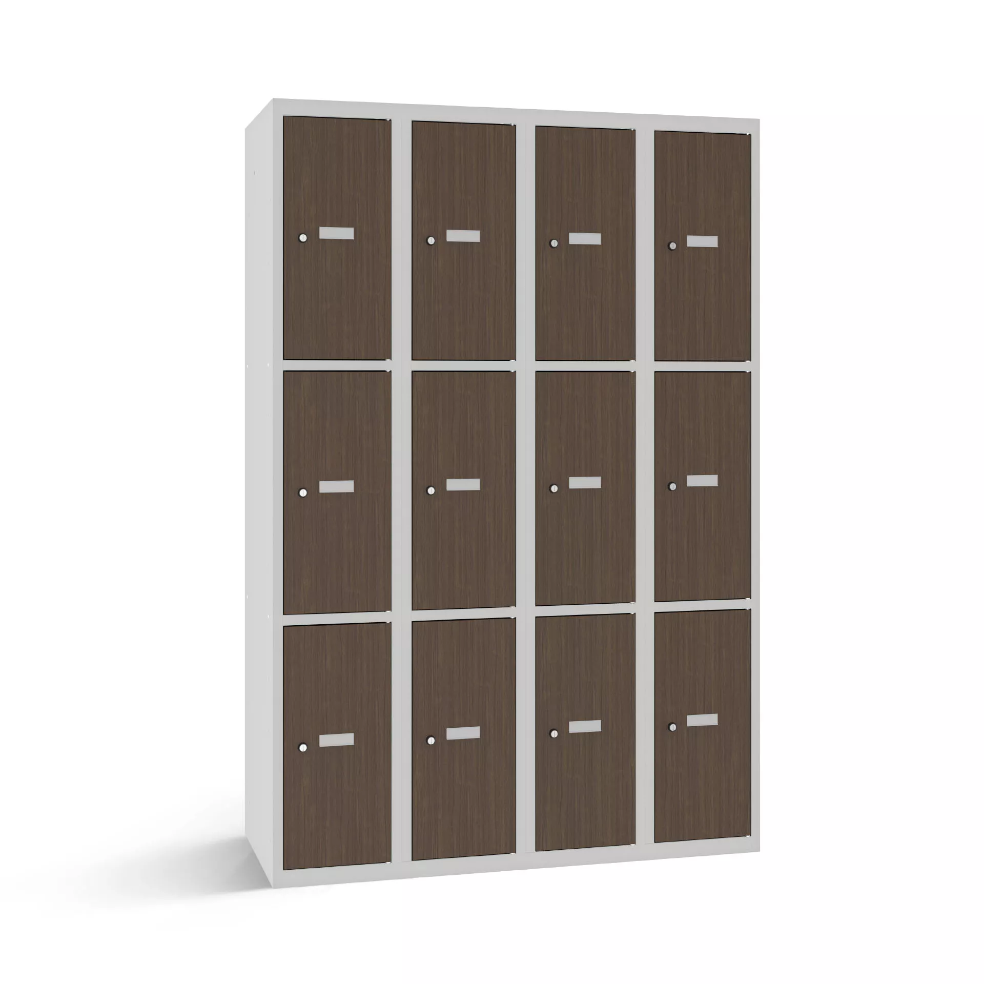 Vestiaire multicase avec 12 portes aspect bois – largeur 120 cm