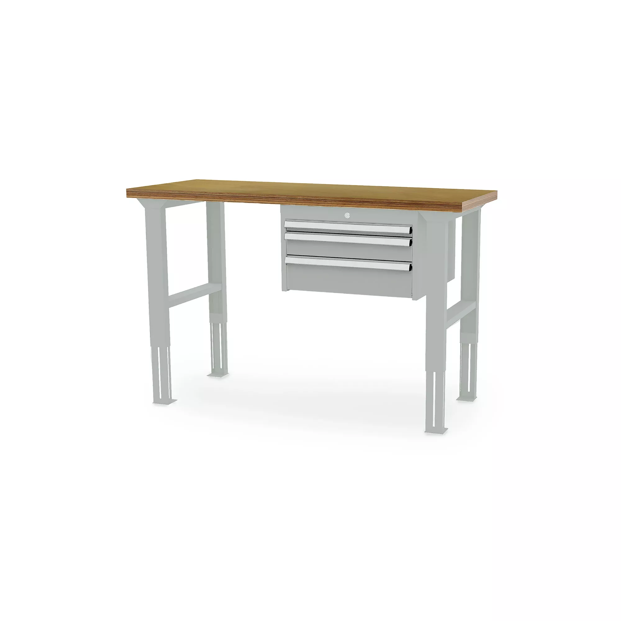 Workshop workbench - ergonomic height-adjustable - 3 drawers - 1500 x 600 x 760-1060 mm