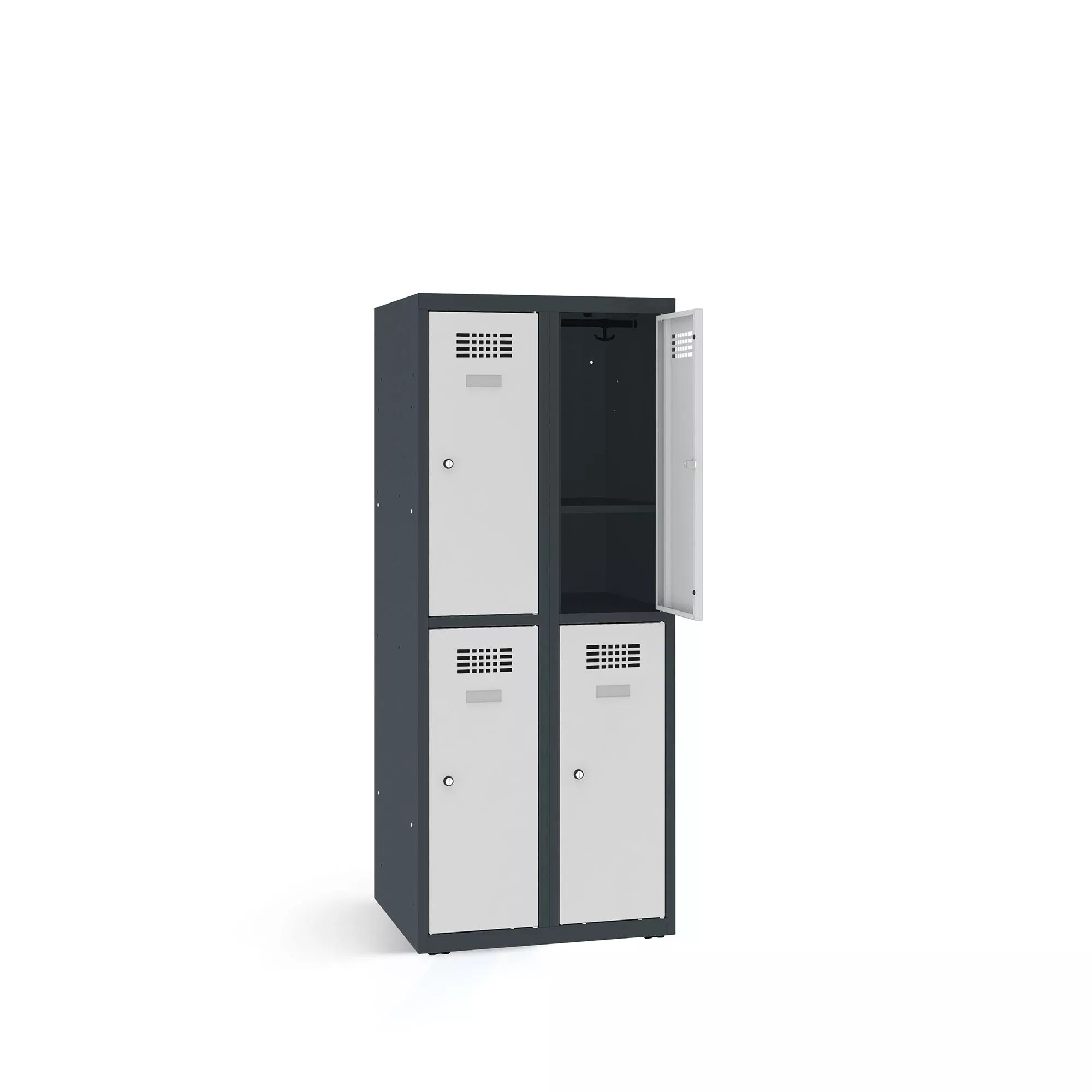 Demi-vestiaire bi-place 4 compartiments - 60 cm de largeur