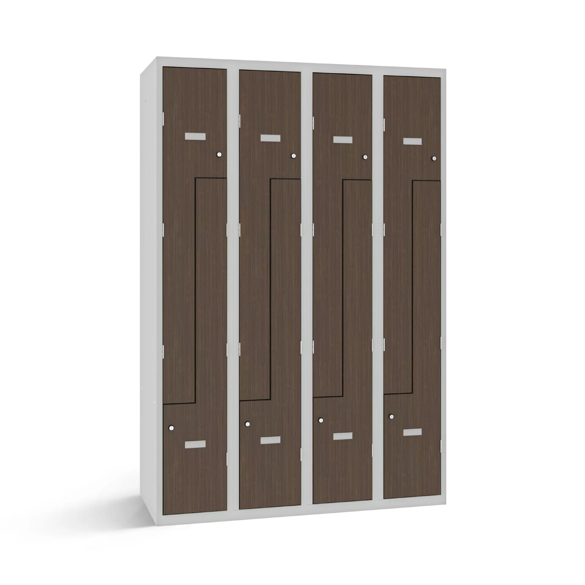 Vestiaire en L avec 8 portes aspect bois - largeur 120 cm