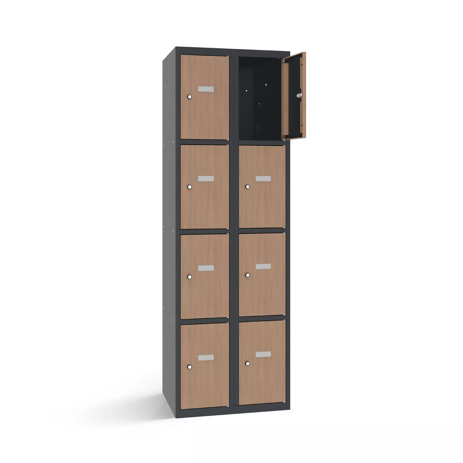 Vestiaire multicase avec 8 portes aspect bois – largeur 60 cm