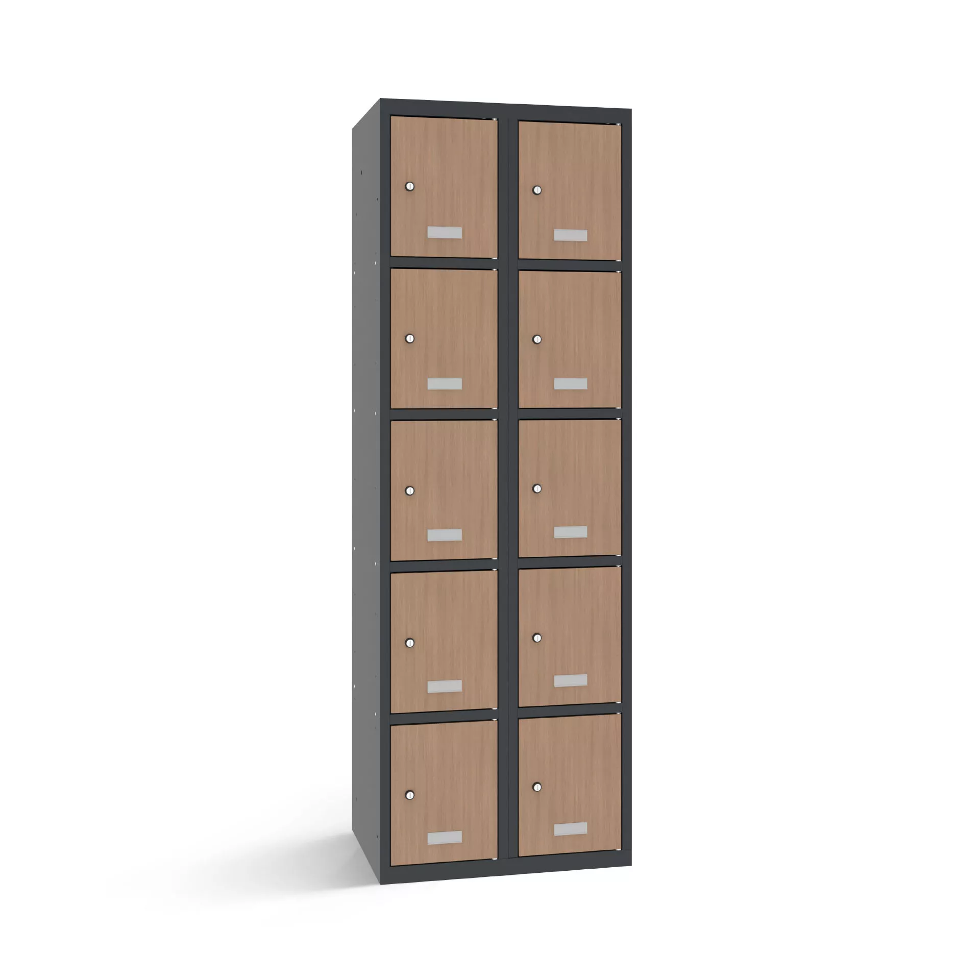 Vestiaire multicase avec 10 portes aspect bois – largeur 60 cm