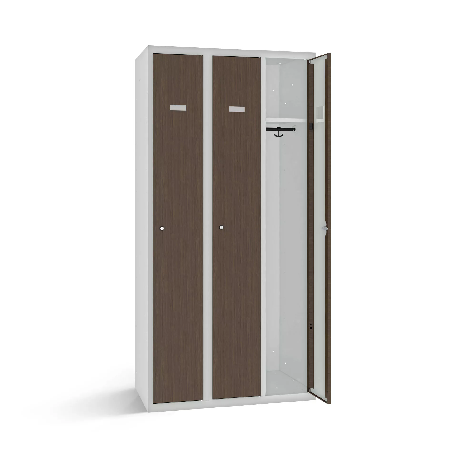 Vestiaire industrie propre 3 portes avec portes aspects bois - largeur 90 cm