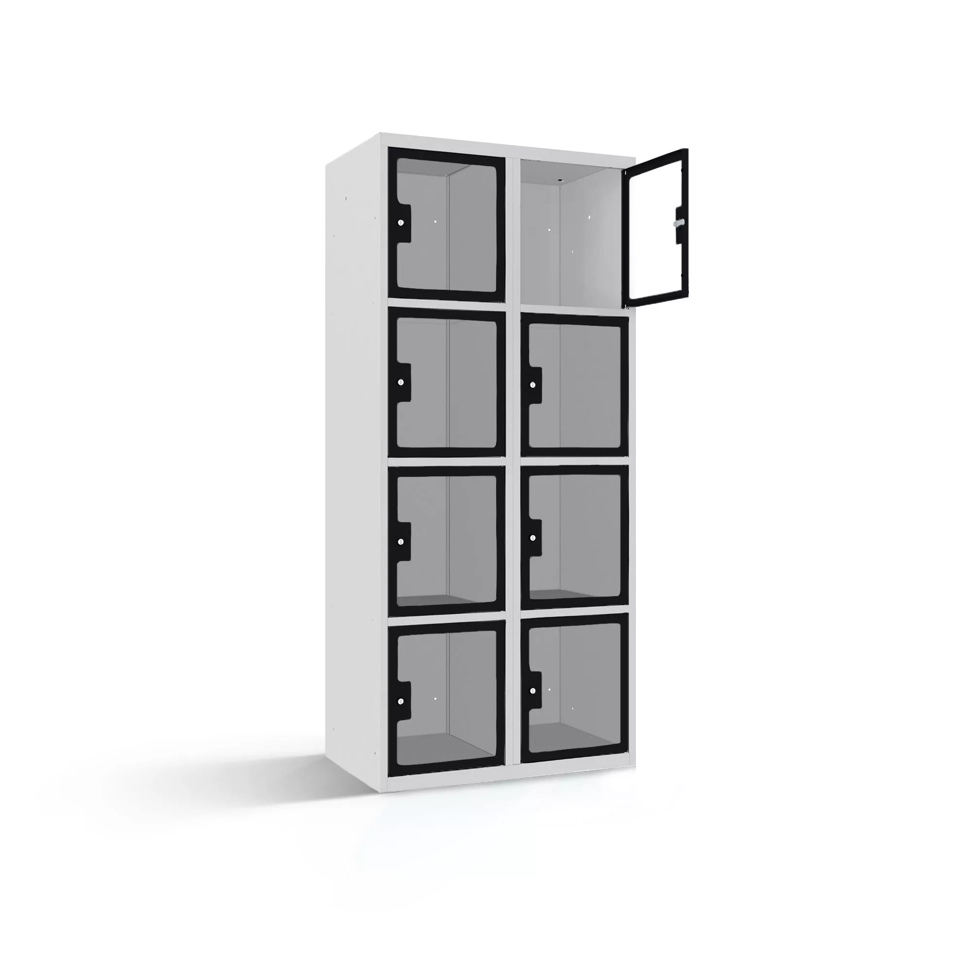 Compartment cabinet with plexiglass doors 8 compartments width 80 cm