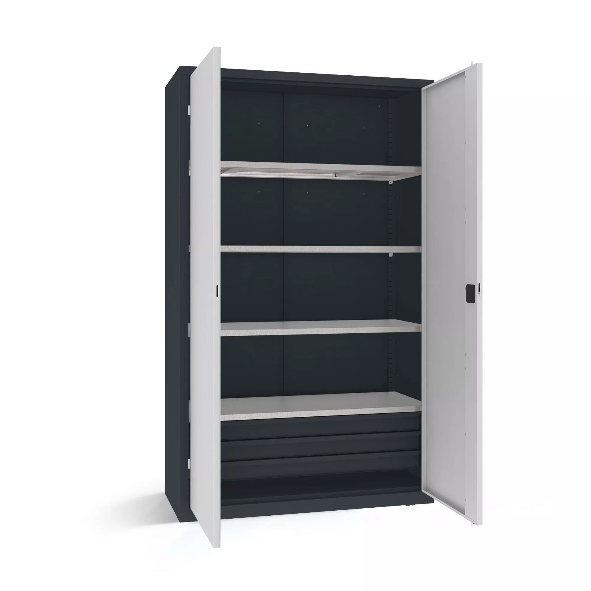 Armoire pour charges lourdes - 4 étagères, 3 tiroirs - 120 cm de largeur