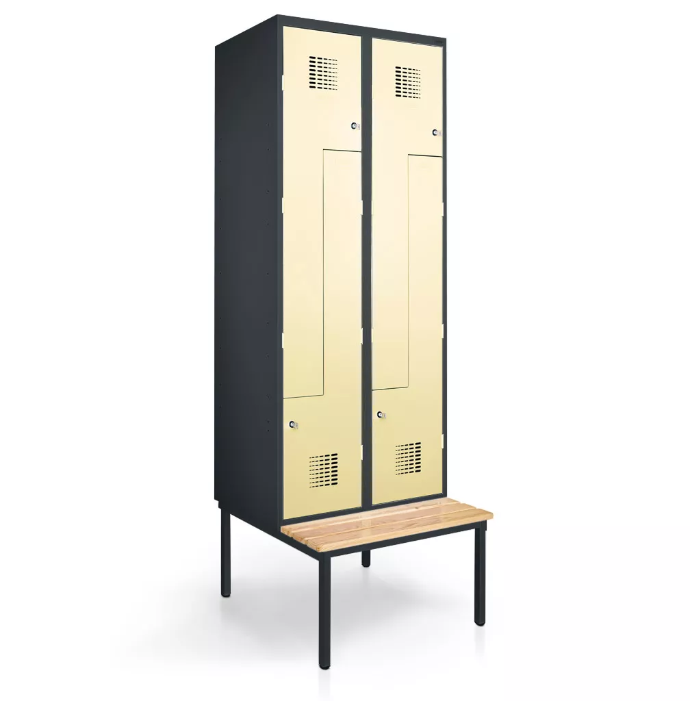 Vestiaire en L métallique - 4 portes - 80 cm de largeur