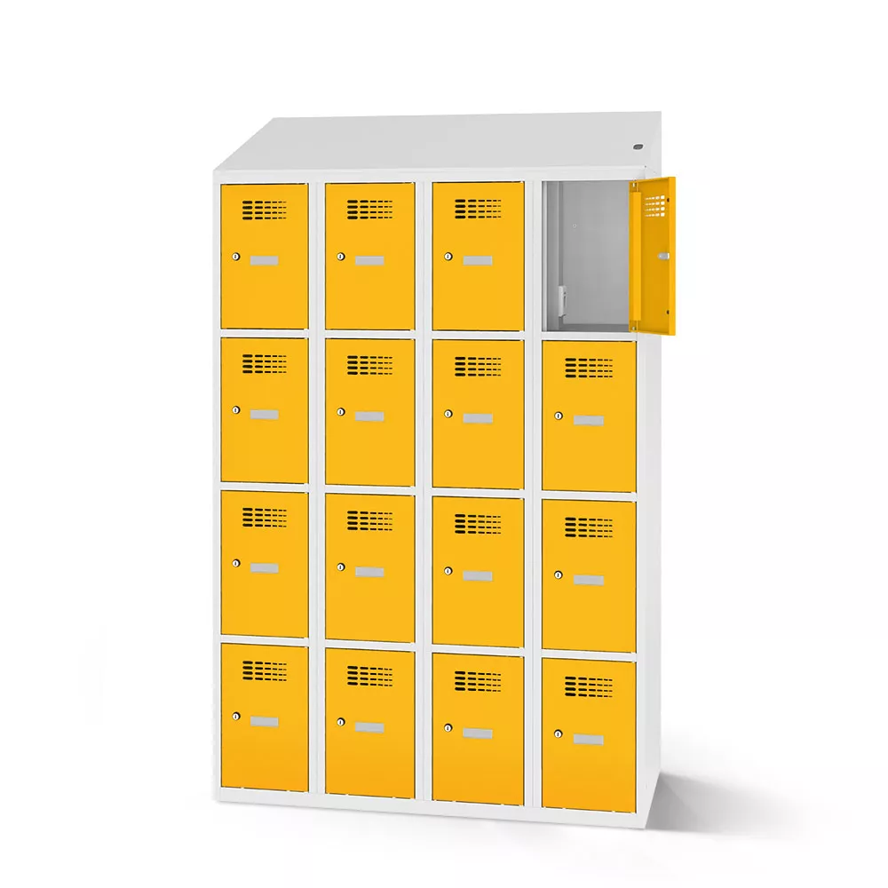 Vestiaire multicases 16 compartiments avec fonction de recharge - 120 cm de largeur