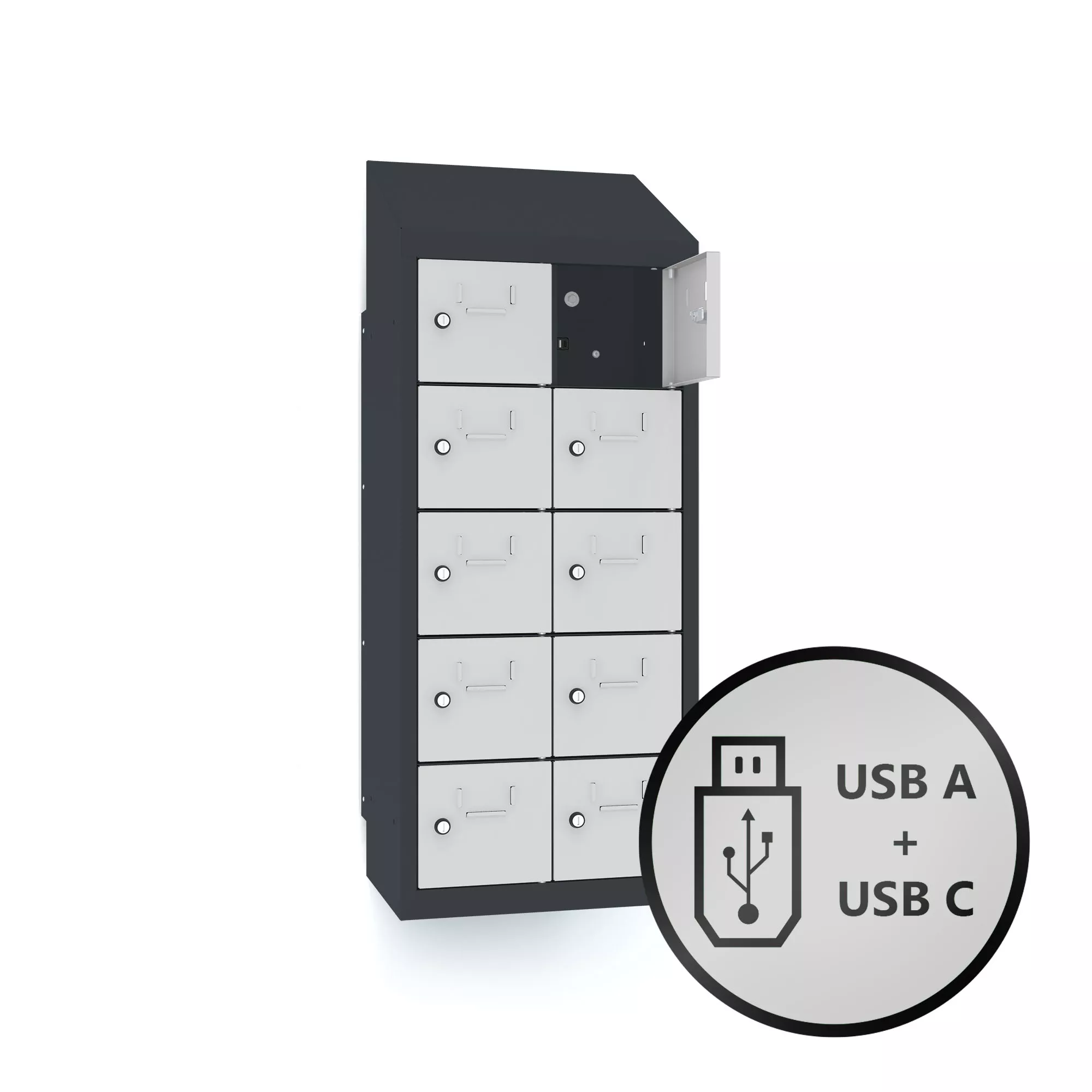 Mini-casiers 10 compartiments avec fonction de recharge USB pour montage mural