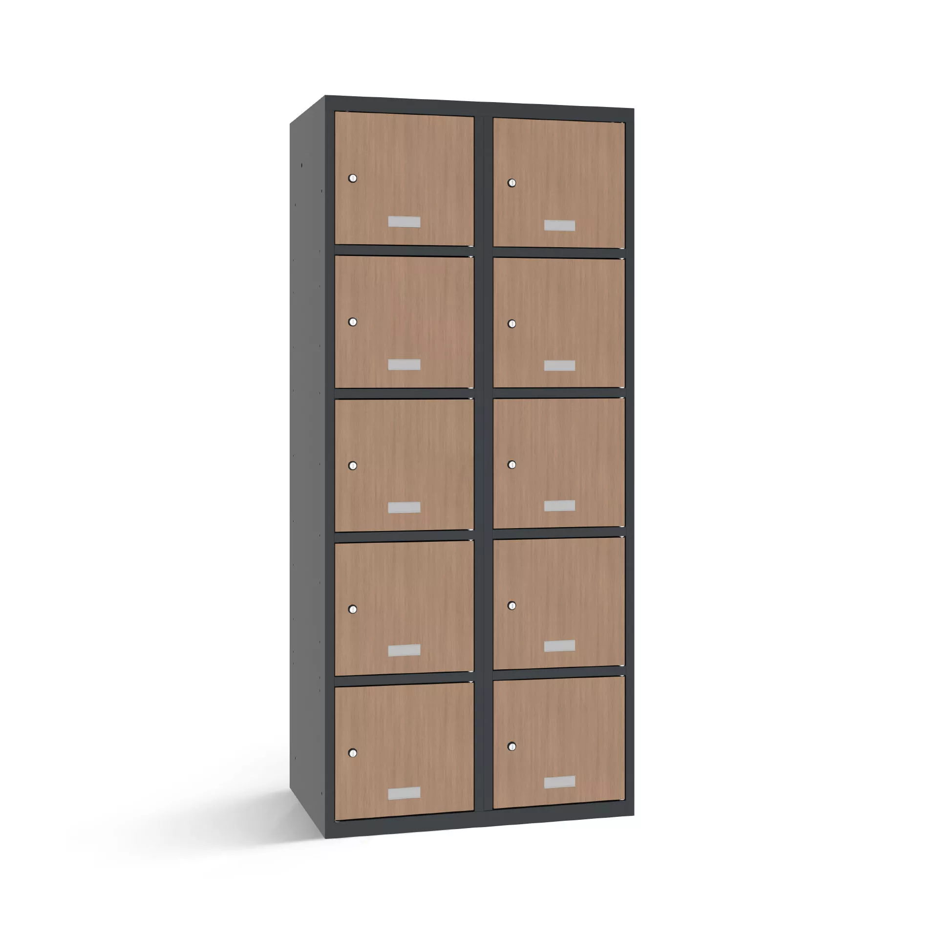 Vestiaire multicase avec 10 portes aspect bois – largeur 80 cm