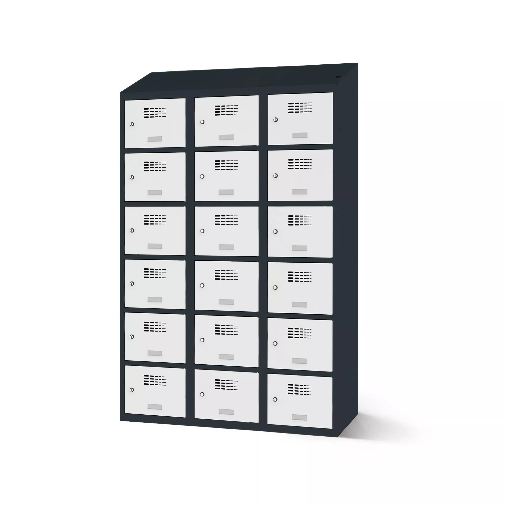 Vestiaire multicases 18 compartiments avec fonction de recharge - 120 cm de largeur