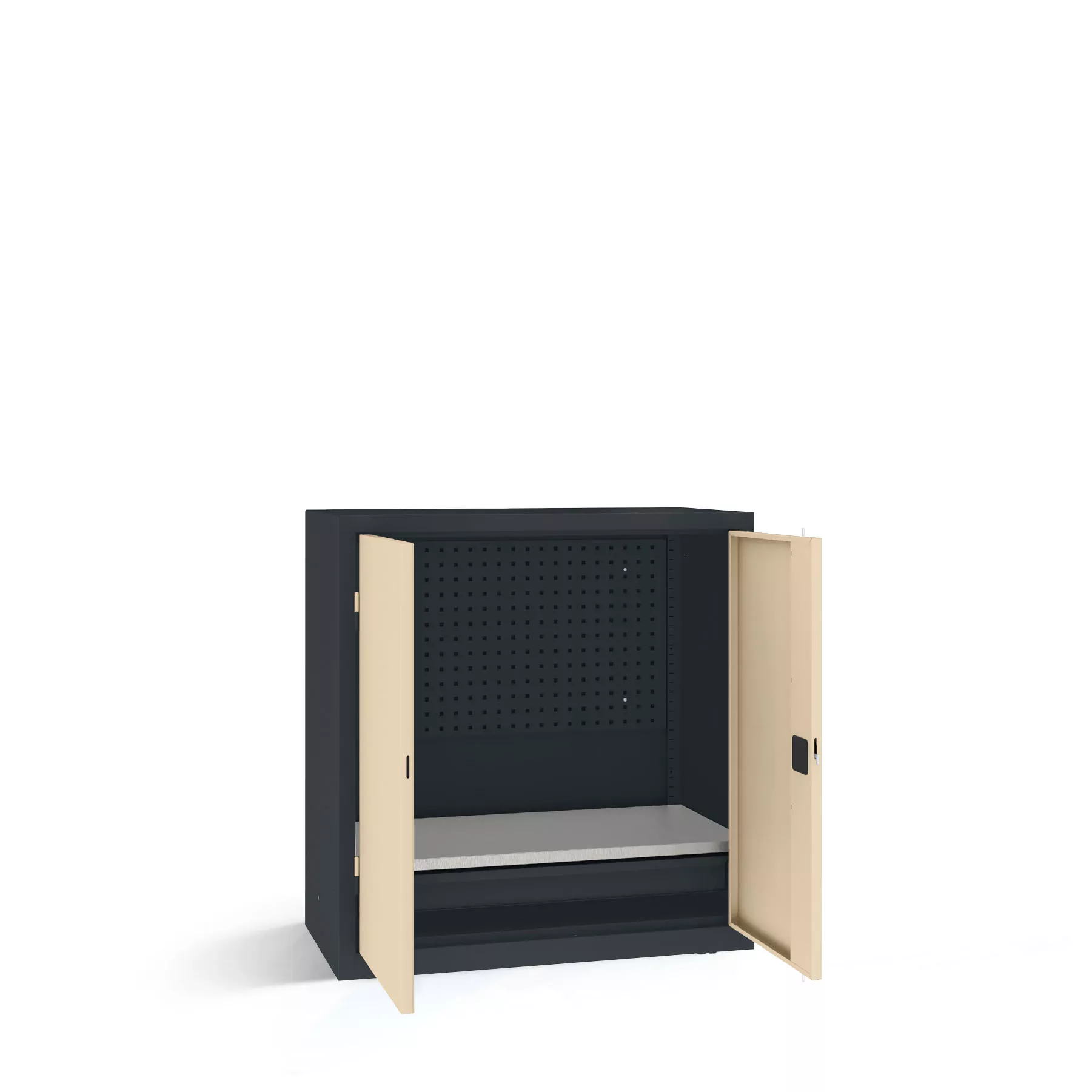 Armoire pour charges lourdes - tiroir, étagère, panneau porte-outils - 100 cm de largeur