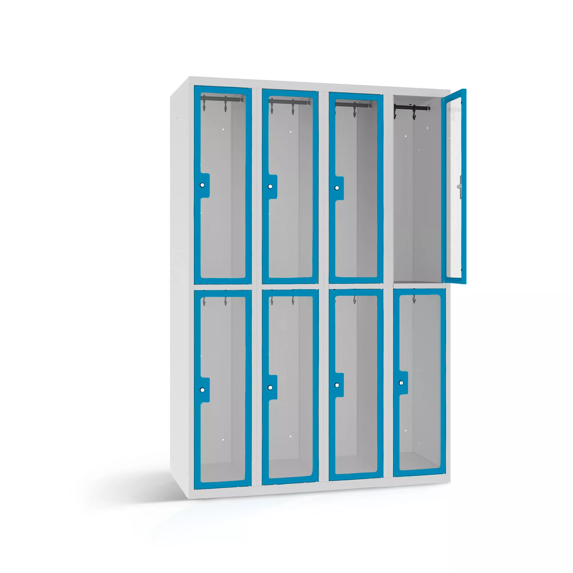 Vestiaire métallique 8 portes en plexiglas - 120 cm de largeur