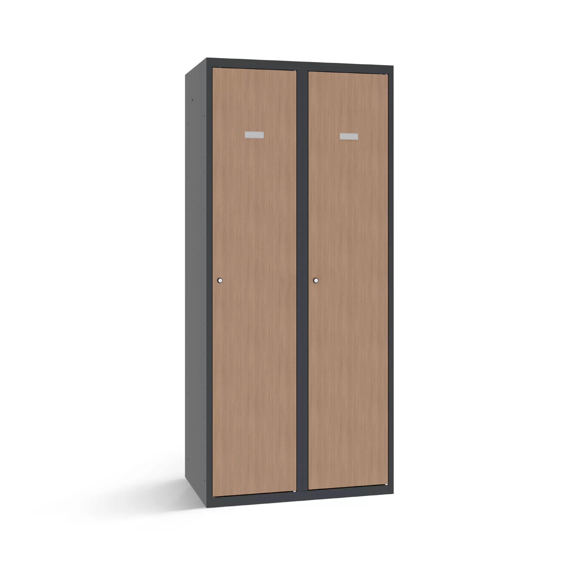 Vestiaire industrie sale 2 portes avec portes aspects bois - largeur 80 cm