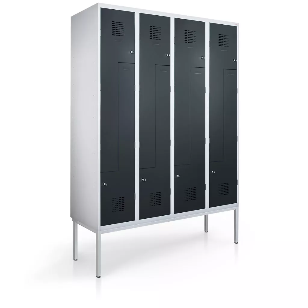 Vestiaire en L métallique - 8 portes - 120 cm de largeur