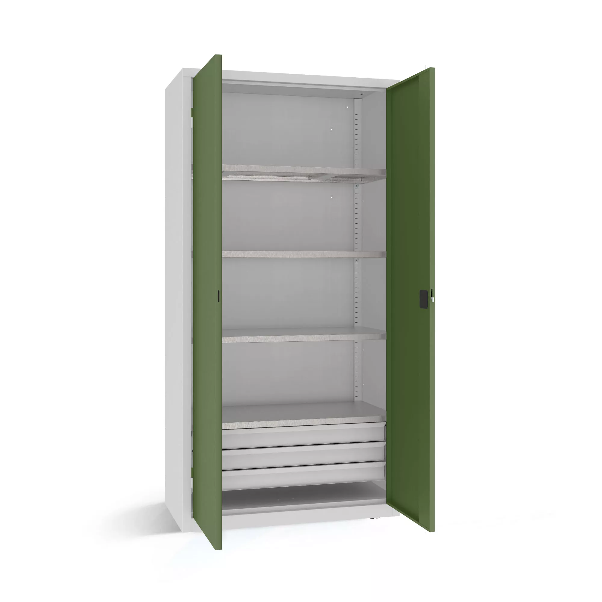Armoire pour charges lourdes - 4 étagères, 3 tiroirs - 100 cm de largeur