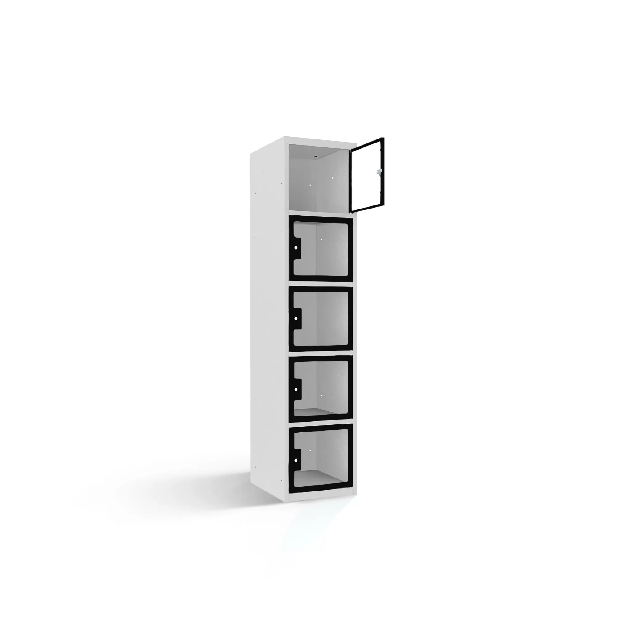 Compartment cabinet with plexiglass doors 5 compartments width 40 cm