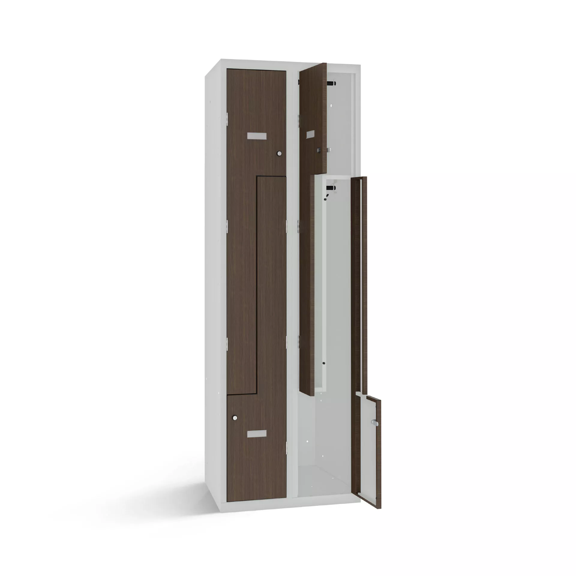 Vestiaire en L avec 4 portes aspect bois - largeur 60 cm