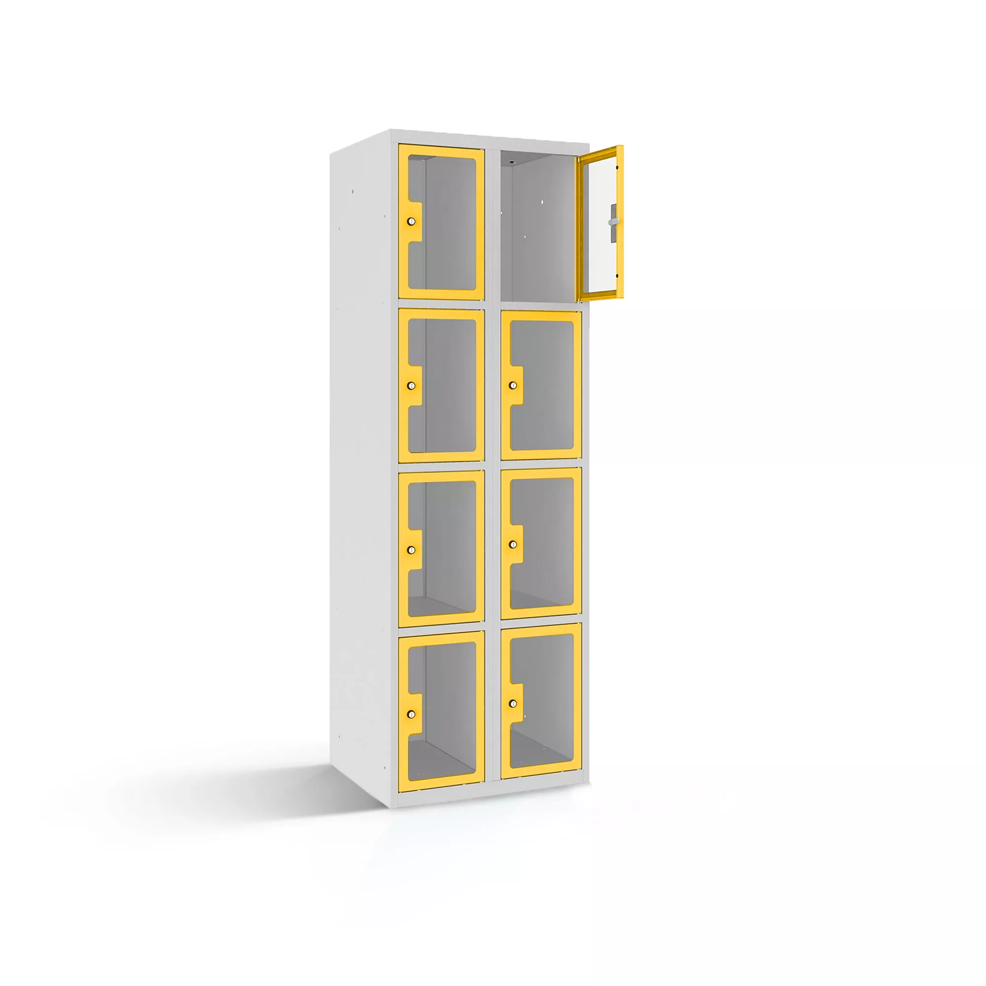 Compartment cabinet with plexiglass doors 8 compartments width 60 cm