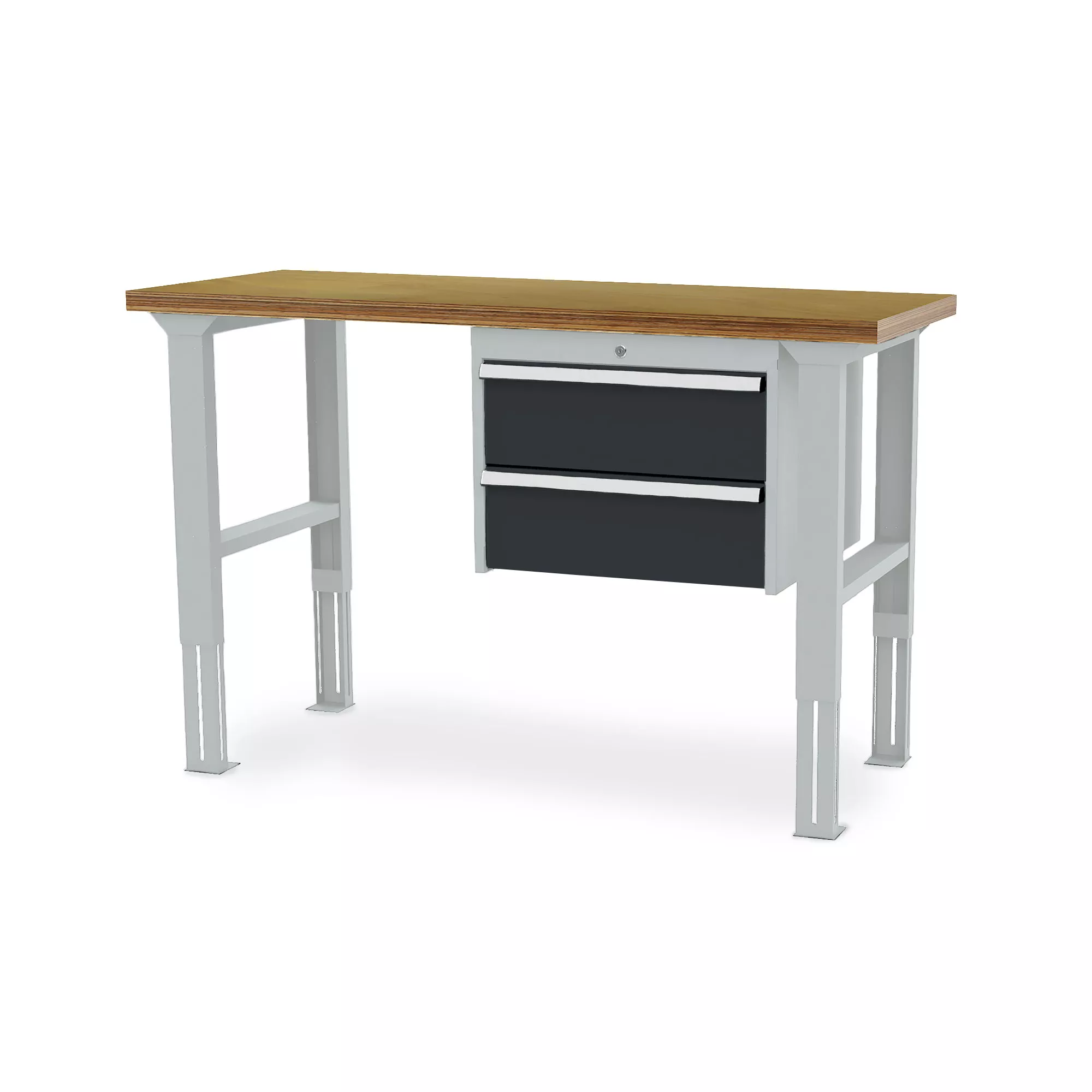 Table de travail d'atelier - ergonomique réglable en hauteur - 2 tiroirs - 1500 x 600 x 760-1060 mm