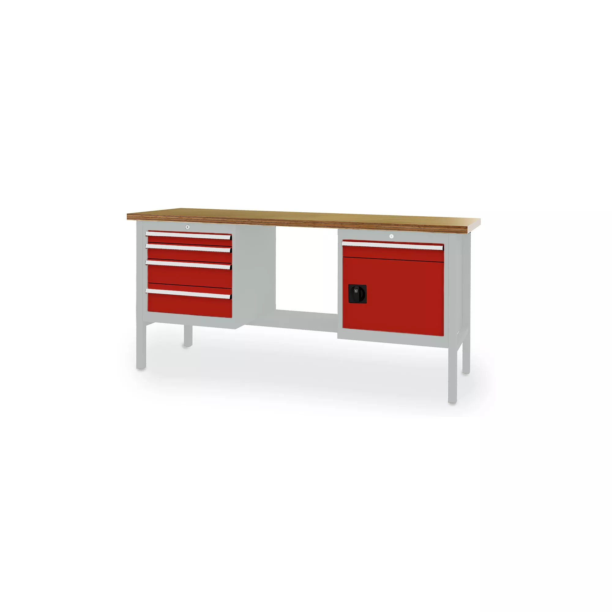 Workbench 5 drawers and lockable compartment 2000x600x960