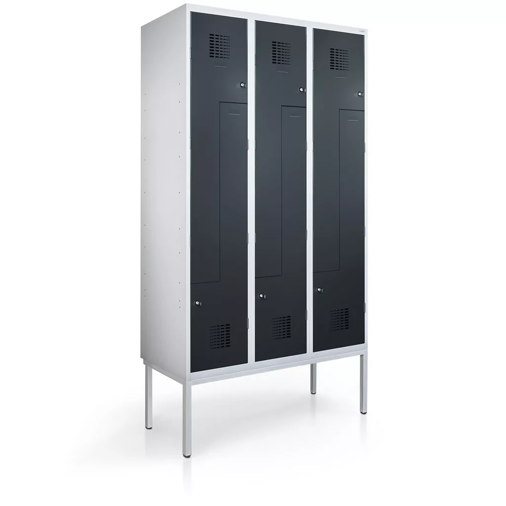 Vestiaire en L métallique - 6 portes - 120 cm de largeur