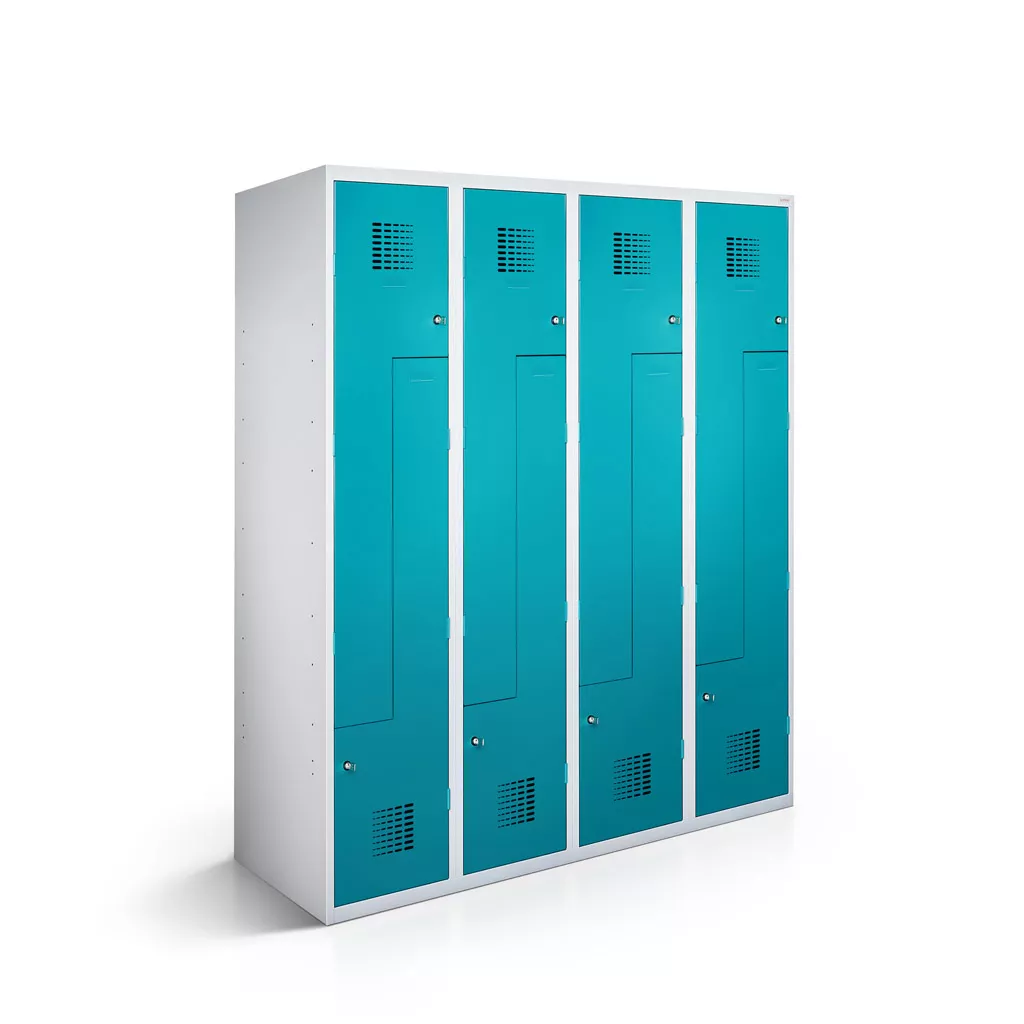 Vestiaire en L métallique - 8 portes - 120 cm de largeur