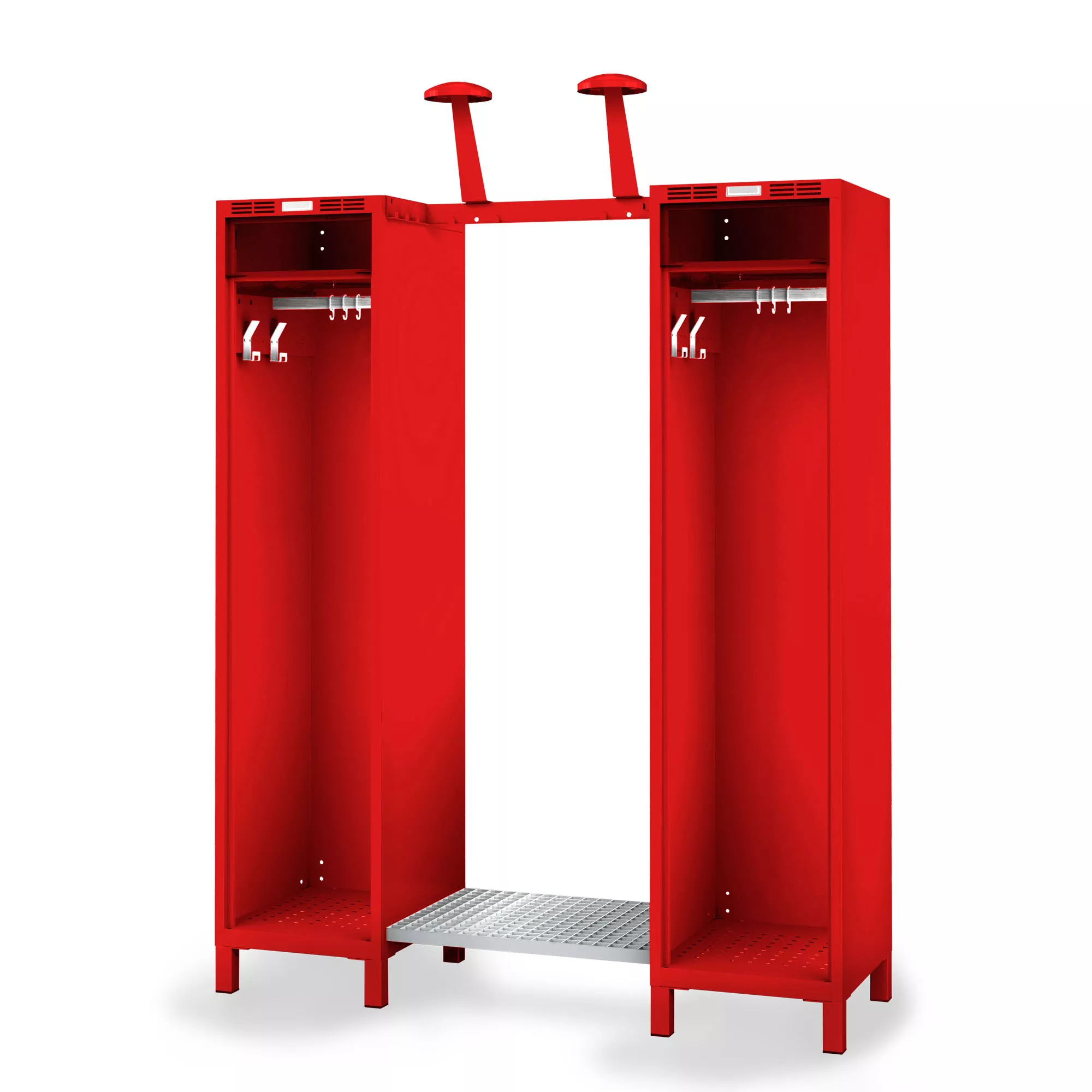 Fire department coat rack PROFLEX with feet width 30+80+30 cm